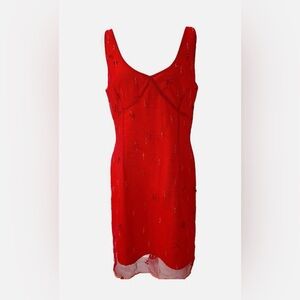 Vintage Y2K red dress, sequin, ties,